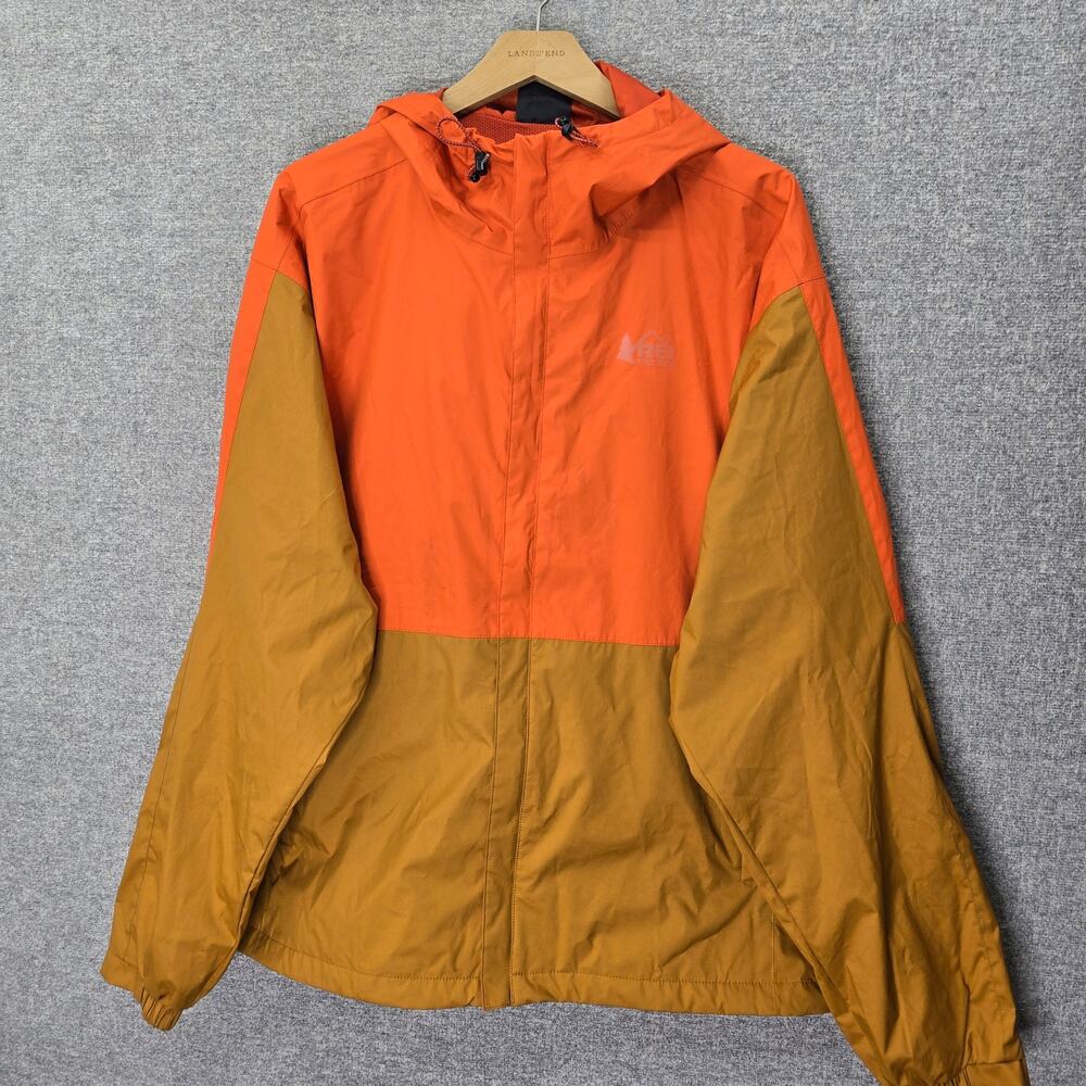 REI CO-OP MENS RAIN JACKET WITH HOOD, SIZE L